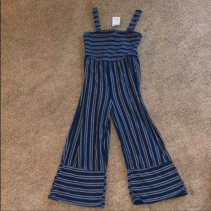 Navy and White Striped Jumpsuit